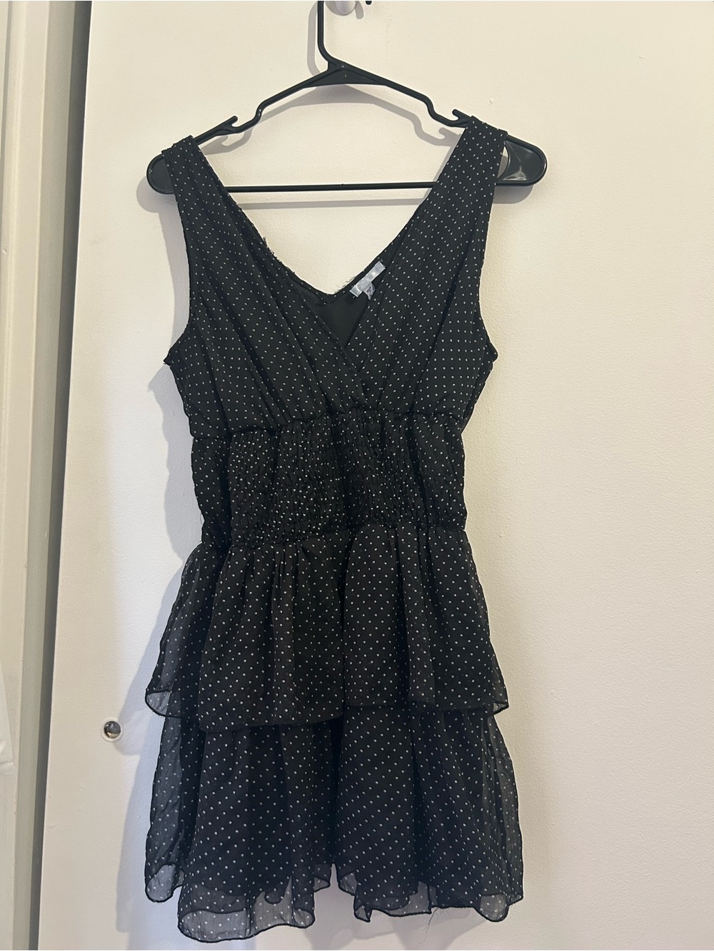 Black Polka Dot Tiered V-Neck Top or Dress
